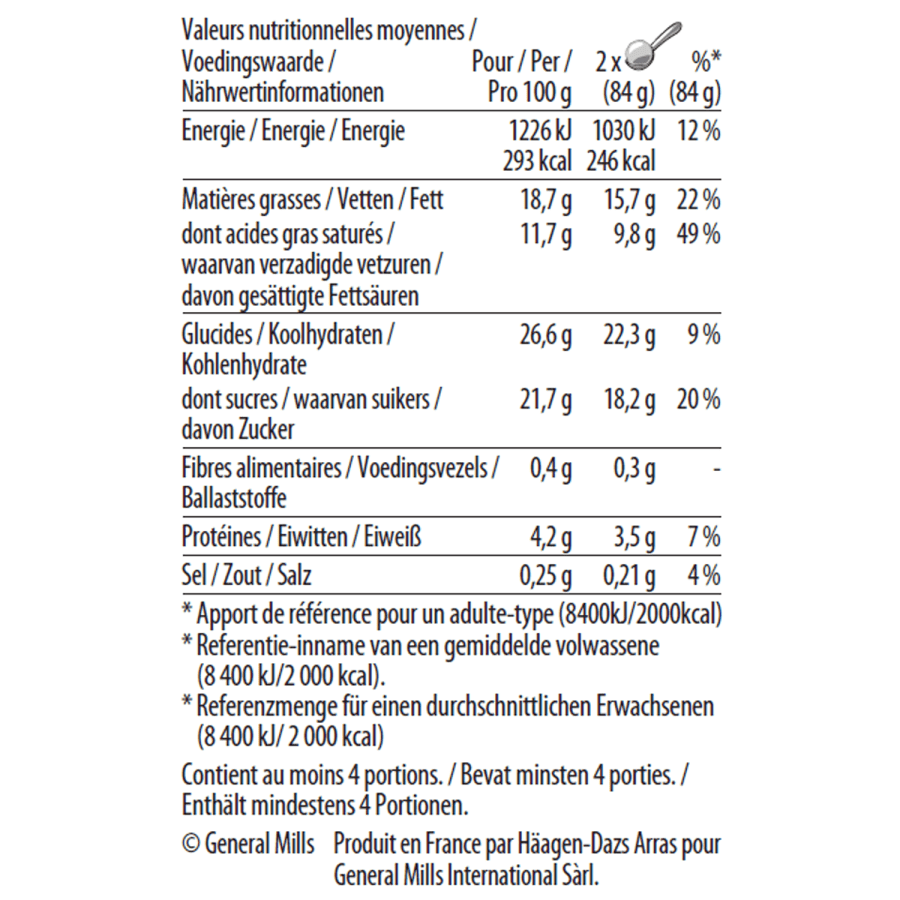 cookies and cream pint nutrition